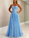 A-line Sweetheart Glitter Floor-length Prom Dresses #Milly020112715