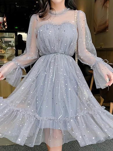 Glitter Tulle Long Sleeve Midi Dress #Milly020112741