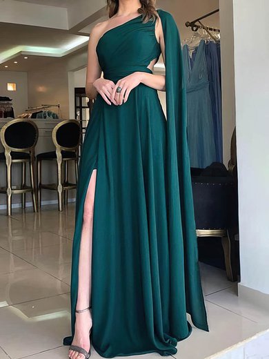 Elegant A-line Chiffon One Shoulder Cut Out Formal Dresses PT020112818