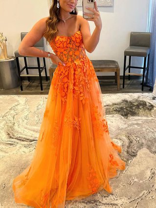 hunter orange prom dresses