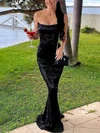 Trumpet/Mermaid Strapless Sequined Sweep Train Prom Dresses #Milly020112851