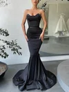Trumpet/Mermaid Sweep Train V-neck Stretch Crepe Beading Prom Dresses #Milly020112854