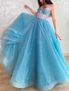 A-line Sweetheart Glitter Sweep Train Prom Dresses #Milly020112882