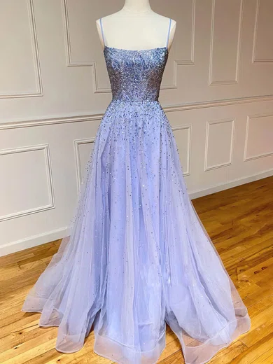 Ball Gown Square Neck Tulle Beaded Prom Dresses With Ruched #Milly020112916
