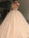Ball Gown/Princess Floor-length V-neck Tulle Beading Prom Dresses #Milly020112944