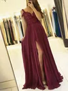 A-line V-neck Chiffon Prom Dresses With Appliques #Milly020112970