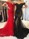 Trumpet/Mermaid Sweep Train Off-the-shoulder Tulle Beading Prom Dresses #Milly020112983