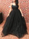 Ball Gown Scoop Neck Lace Sequined Sweep Train Prom Dresses #Milly020112991
