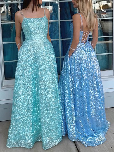 Ball Gown/Princess Sweep Train Scoop Neck Sequined Pockets Prom Dresses #Milly020113007