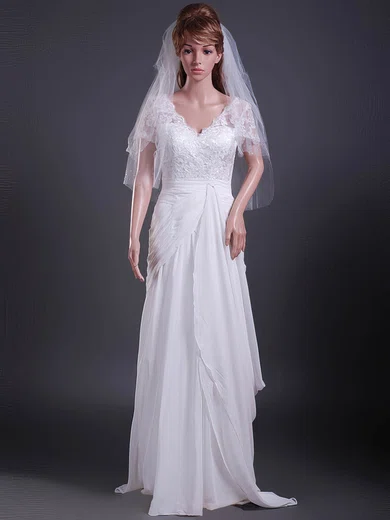 Four-tier Elbow Wedding Veils with Cut Edge #1430006