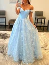 Ball Gown/Princess Floor-length Off-the-shoulder Lace Satin Flower(s) Prom Dresses #Milly020113012