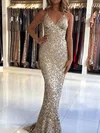 Sheath/Column Floor-length V-neck Sequined Prom Dresses #Milly020113015