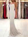 Sheath/Column Sweep Train Square Neckline Sequined Prom Dresses #Milly020113018