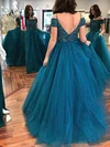 A-line Off-the-shoulder Tulle Sweep Train Prom Dresses With Pearl Detailing #Milly020113079