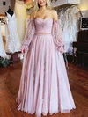 A-line Sweetheart Tulle Floor-length Prom Dresses With Appliques Lace #Milly020113104