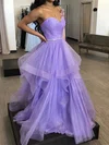 A-line Strapless Glitter Sweep Train Prom Dresses With Cascading Ruffles #Milly020113123