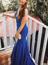 Trumpet/Mermaid V-neck Lace Sweep Train Prom Dresses With Beading #Milly020113155