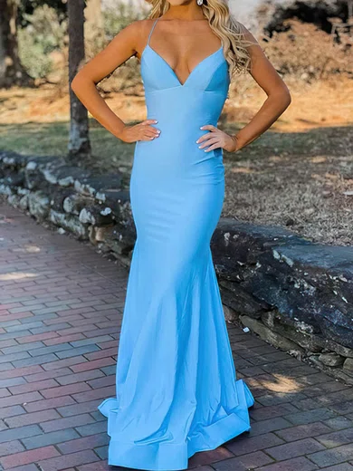 Mermaid V-neck Jersey Backless Prom Dresses With Ruched #Milly020113196