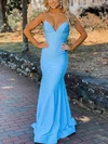 Trumpet/Mermaid V-neck Jersey Sweep Train Prom Dresses #Milly020113196