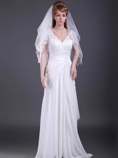 Gorgeous Two-tier Tulle Elbow Wedding Veils with Pencil Edge #1430028