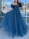Princess Off-the-shoulder Tulle Sweep Train Prom Dresses With Beading #Milly020113251