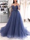 Princess Sweetheart Tulle Sweep Train Prom Dresses With Sashes / Ribbons #Milly020113270