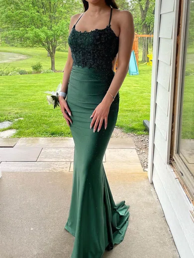 Sheath/Column Scoop Neck Jersey Prom Dresses With Appliques #Milly020113282
