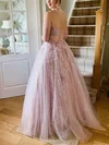 Princess V-neck Lace Tulle Floor-length Prom Dresses With Appliques Lace #Milly020113284