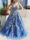 Ball Gown V-neck Tulle Floor-length Prom Dresses With Beading #Milly020113302