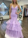 Trumpet/Mermaid V-neck Organza Floor-length Prom Dresses With Appliques Lace #Milly020113311
