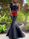 Trumpet/Mermaid One Shoulder Satin Sweep Train Prom Dresses #Milly020113329