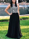 A-line High Neck Chiffon Floor-length Prom Dresses With Beading #Milly020113342