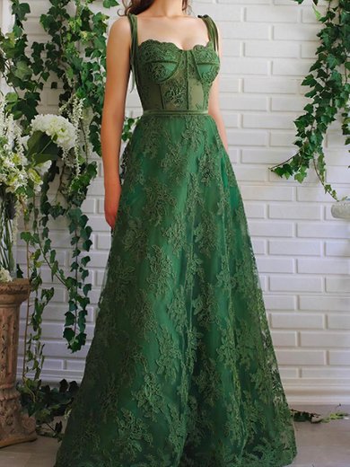 A-line Floor-length Sweetheart Lace Appliques Lace Prom Dresses #Milly020113354