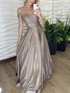 A-line Off-the-shoulder Shimmer Crepe Floor-length Prom Dresses #Milly020113360