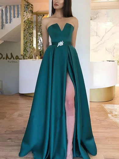 Ball Gown Strapless Satin Prom Dresses With Floor-length #Milly020113462