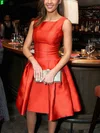 A-line Square Neckline Satin Knee-length Prom Dresses #Milly020113483