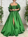 Ball Gown/Princess Sweep Train Straight Satin Pockets Prom Dresses #Milly020113504
