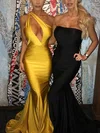 Trumpet/Mermaid Sweep Train One Shoulder Jersey Prom Dresses #Milly020113521