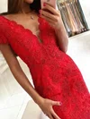 Sheath/Column V-neck Lace Sweep Train Prom Dresses With Beading #Milly020113548