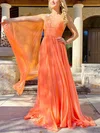 A-line One Shoulder Chiffon Sweep Train Prom Dresses With Beading #Milly020113617