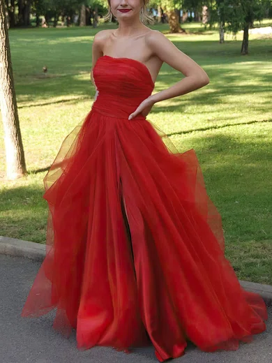 Princess Straight Tulle Ruffle Prom Dresses With Split #Milly020113650