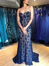 Sheath/Column Sweetheart Lace Sweep Train Prom Dresses #Milly020113687