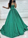 Ball Gown V-neck Glitter Sweep Train Prom Dresses With Sashes / Ribbons #Milly020113705