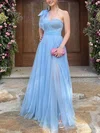 A-line One Shoulder Tulle Floor-length Prom Dresses With Split Front #Milly020113713