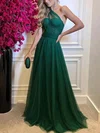 A-line One Shoulder Tulle Floor-length Prom Dresses With Sashes / Ribbons #Milly020113720