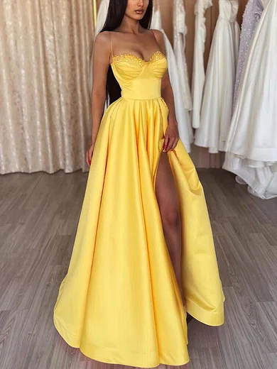 Ball Gown Sweetheart Satin Prom Dresses With Beading #Milly020113742