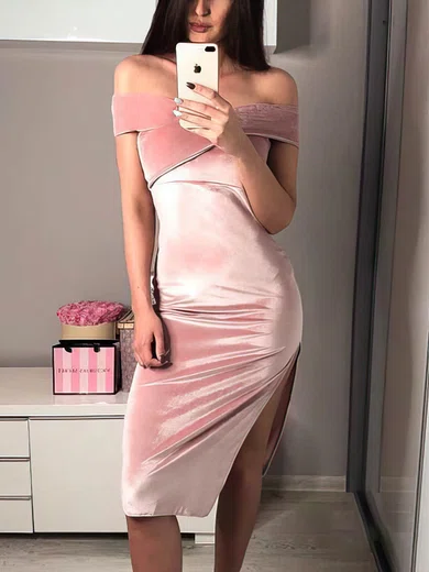Off Shoulder Split Velvet Midi Dress #Milly020113757