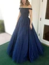 Princess Off-the-shoulder Tulle Floor-length Prom Dresses With Sashes / Ribbons #Milly020113761