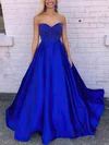 Princess Sweetheart Satin Sweep Train Prom Dresses With Beading #Milly020113768