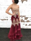 Sheath/Column Sweetheart Tulle Floor-length Prom Dresses With Appliques Lace #Milly020113793